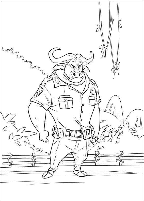 Desenho Chefe Bogo Zootopia para Colorir