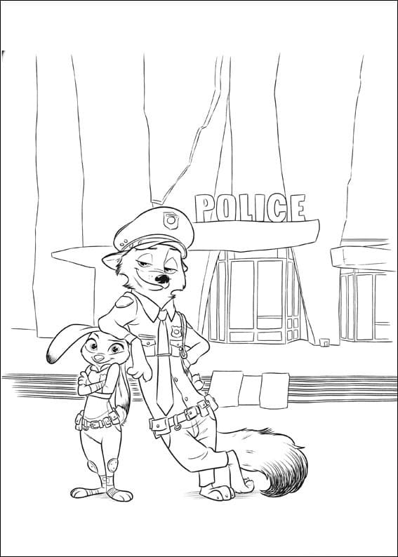 Desenho Judy e Nick para Colorir