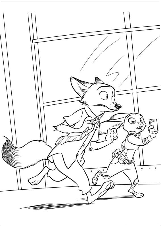 Desenho Nick com Judy para Colorir