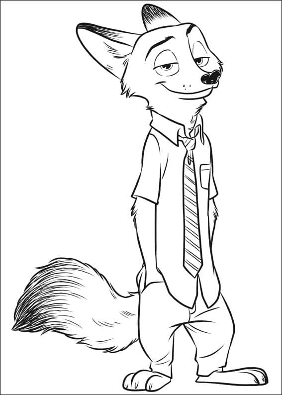 Desenho Nick de Zootopia para Colorir