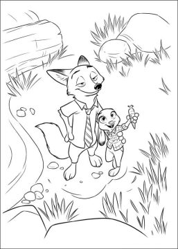 Desenho Nick e Judy para Colorir