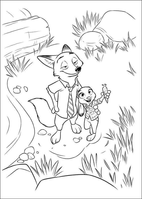 Desenho Nick e Judy para Colorir